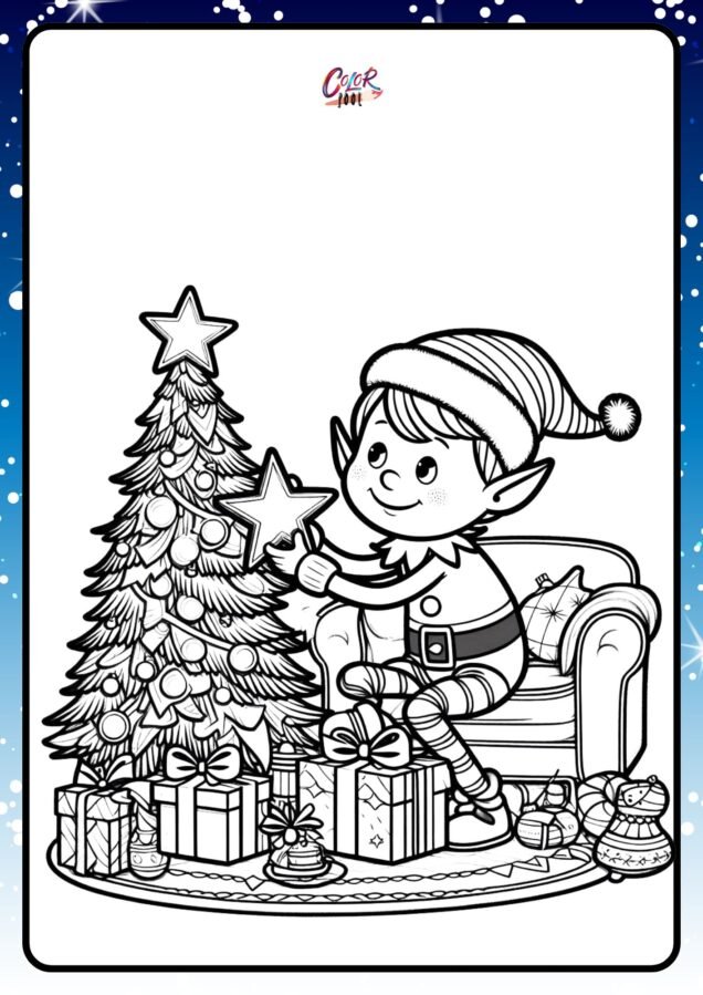 elf to print and color for free printing​