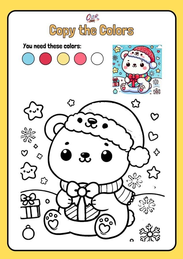 printable winter coloring pages for adults, cute polar bear