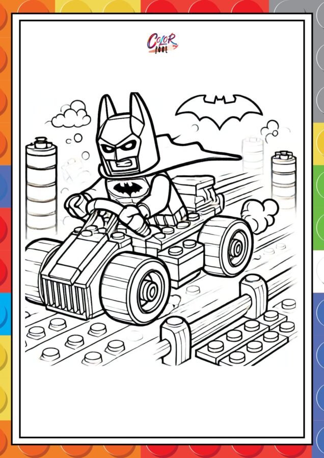 lego batman riding sports car.