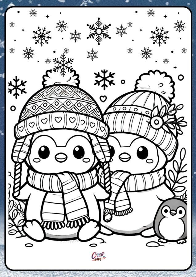 winter animal pictures to color