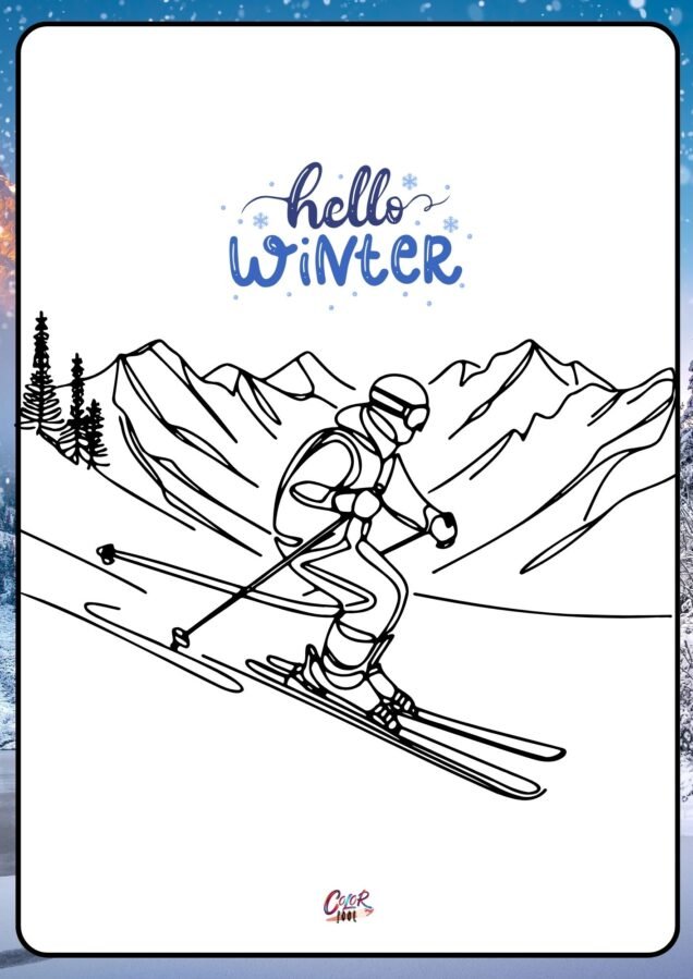 winter activities coloring pages