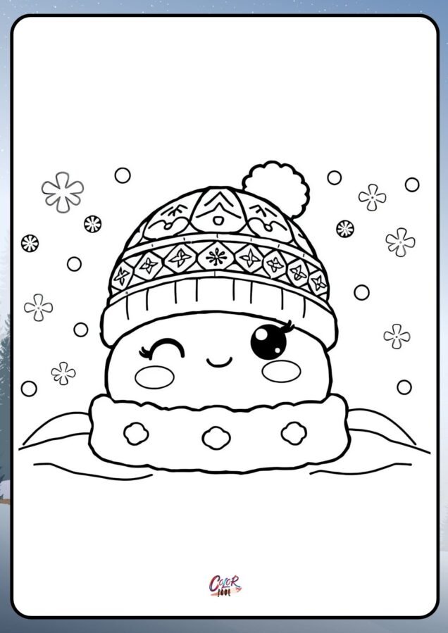 winter hat color pages