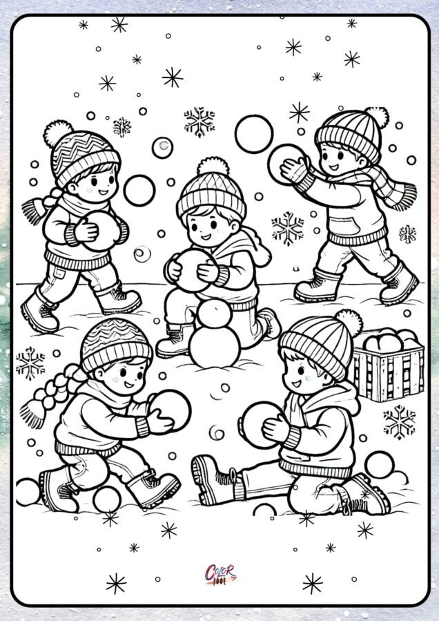 winter activities coloring pages