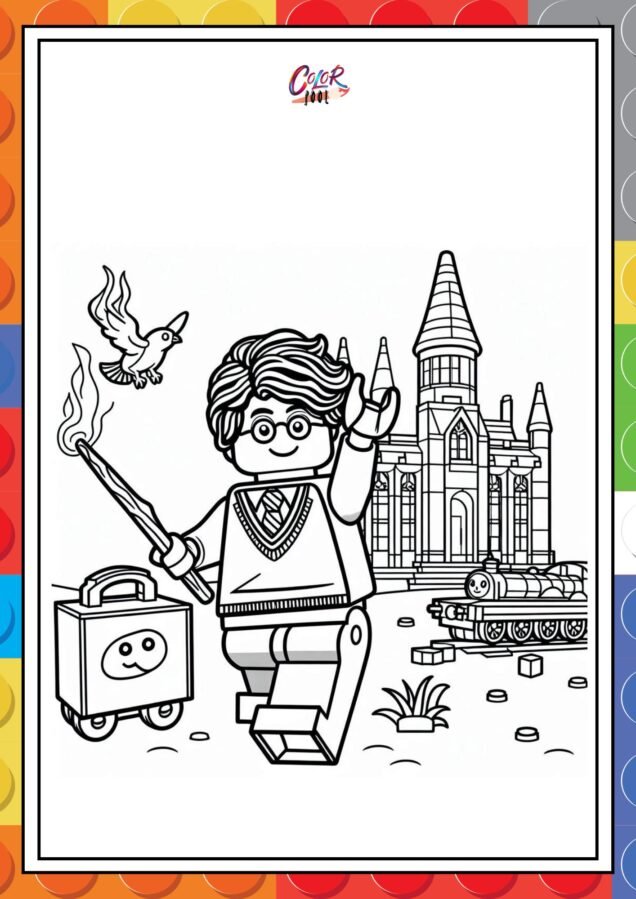 Simple lego harry potter coloring pages for kids