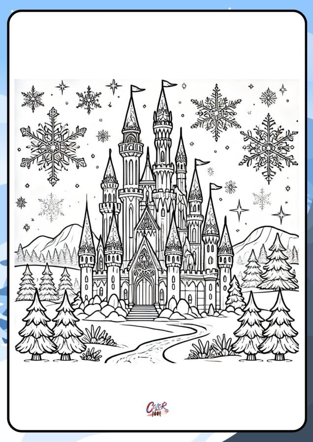 children's winter castle coloring pages disney