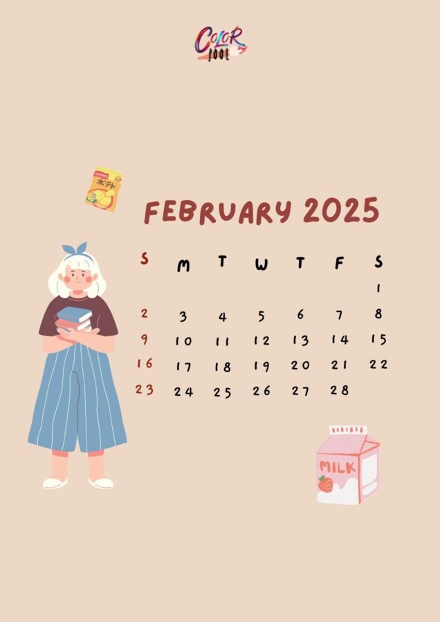 February 2025 printable calendar in a simple and clean layout.