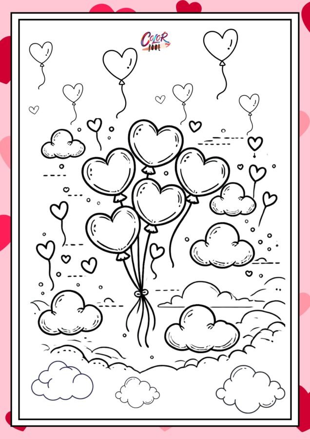 coloring pages of hearts for kids easy to download.