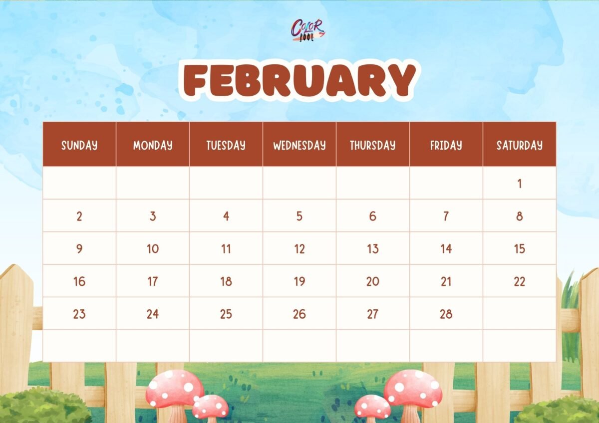 Free February 2025 printable calendar for home and office.