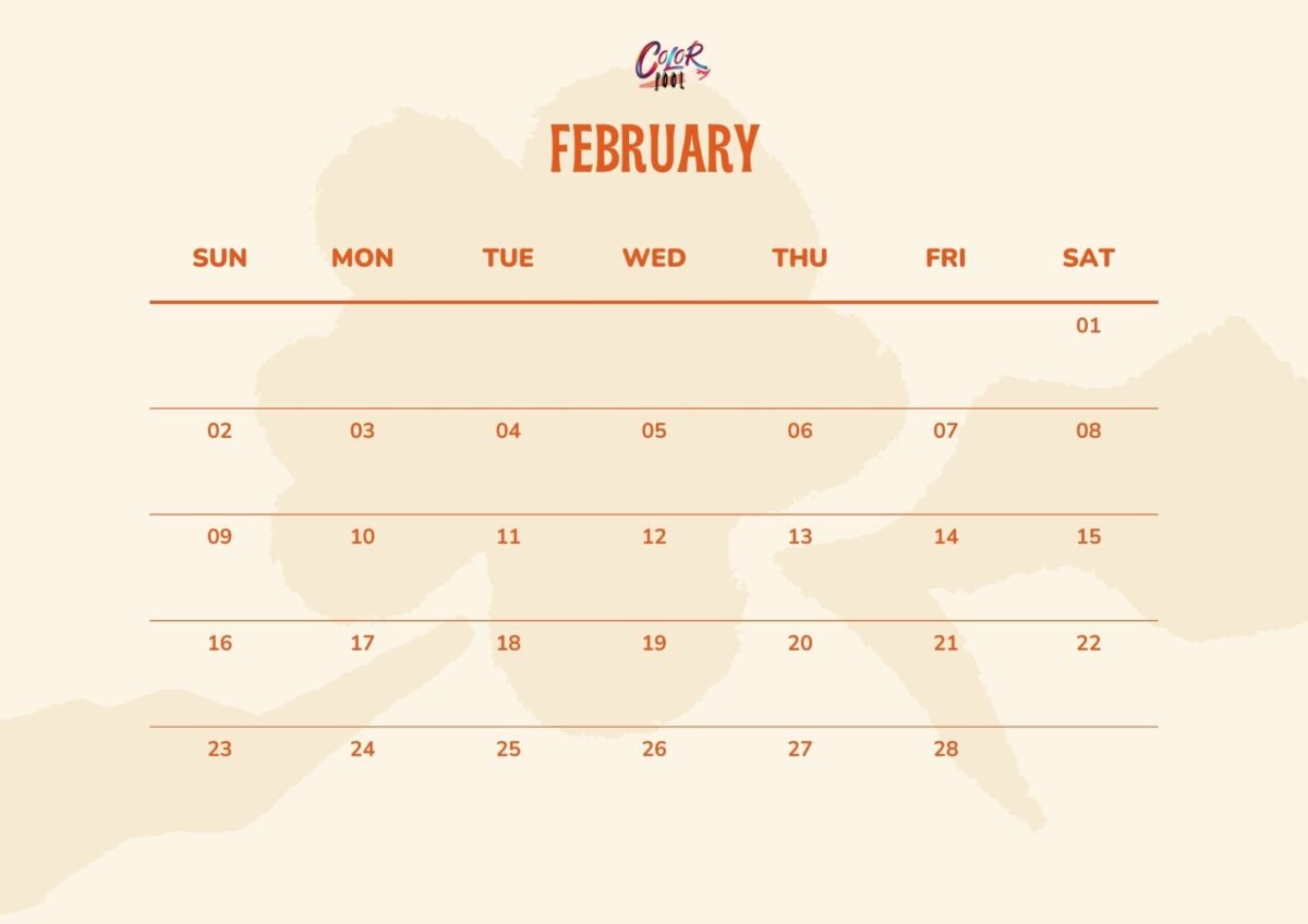 Printable February 2025 calendar template with soft pastel shades.