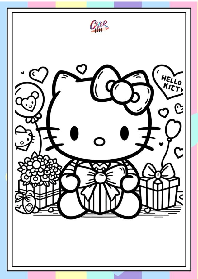 hello kitty valentines day coloring pages​