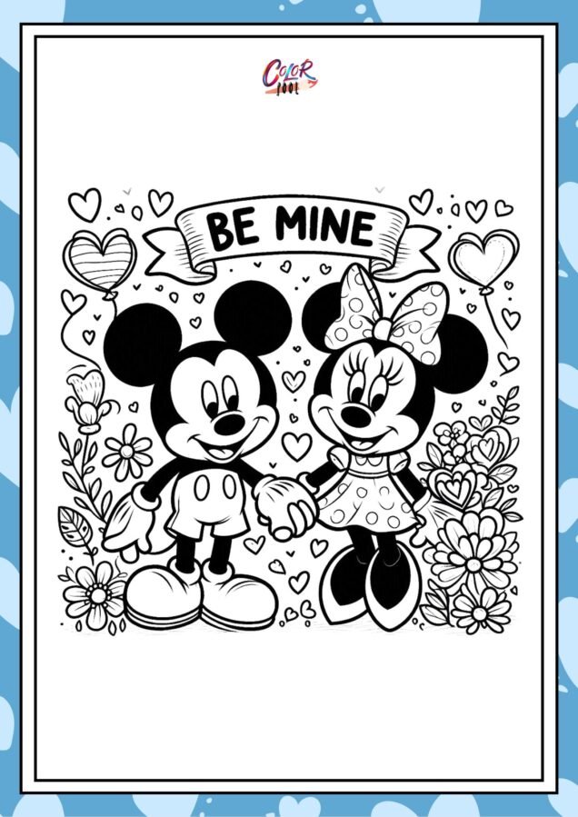 mickey mouse valentines day coloring pages