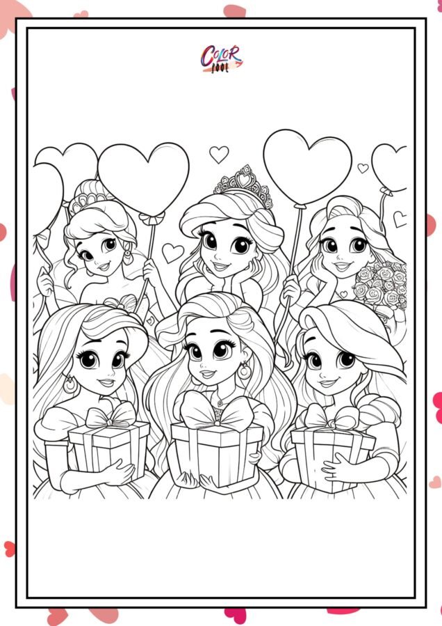 simple disney valentines day coloring pages​