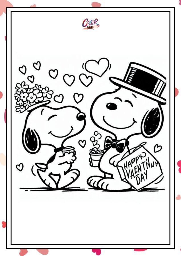 snoopy valentines day coloring pages