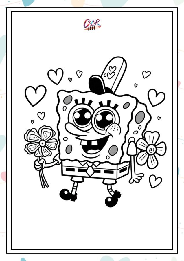 spongebob valentines day coloring pages