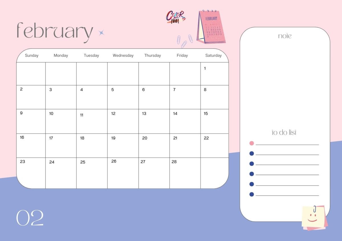 Feb 2025 calendar portrait format for easy reading.