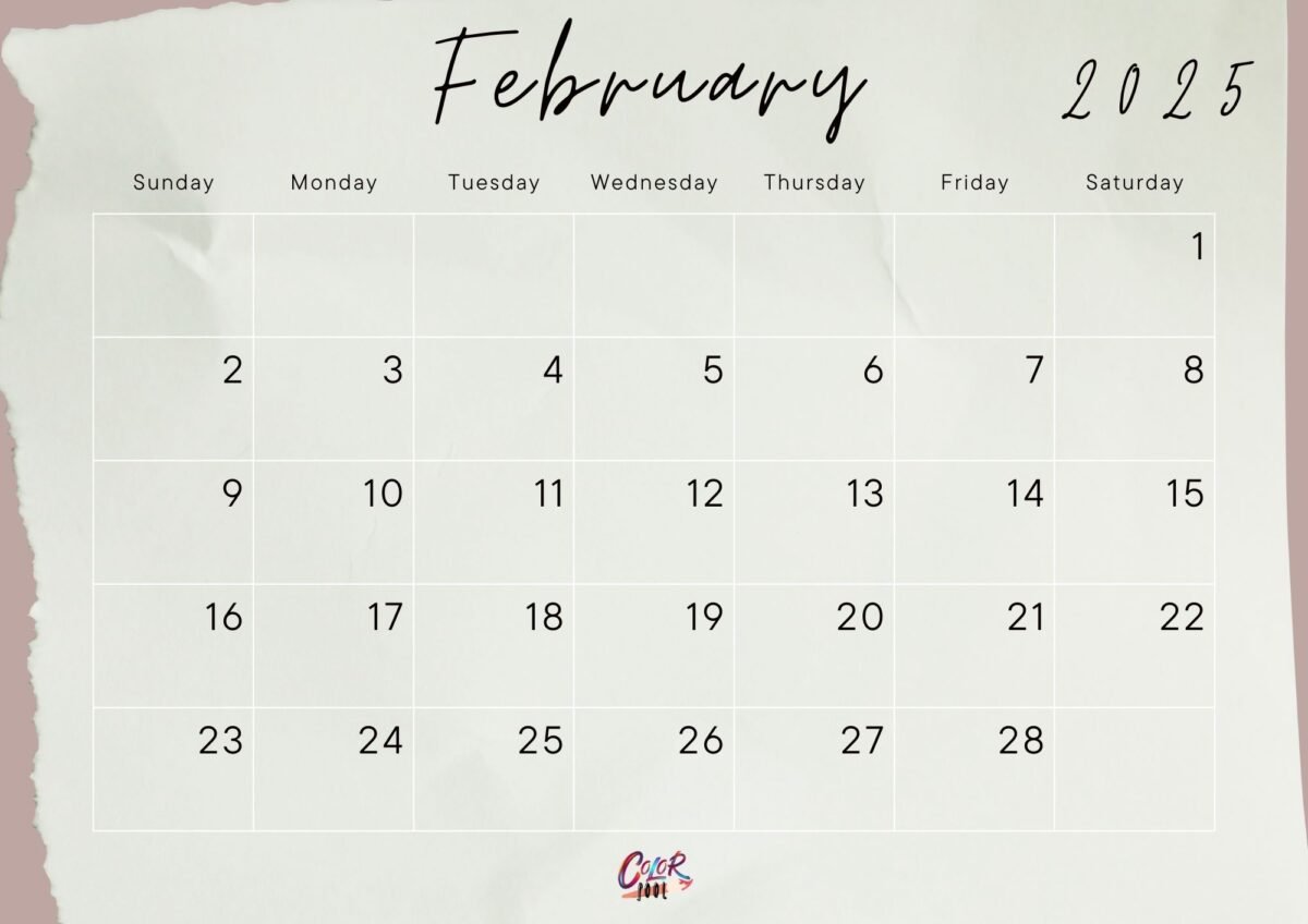 Elegant calendar 2025 February for work and home use.