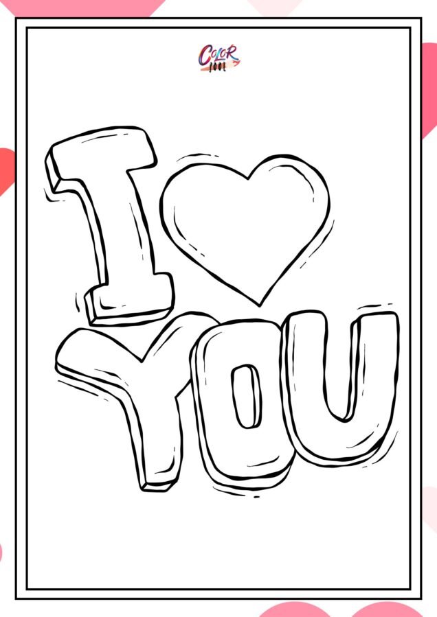 Valentines Day doodles cute printable coloring