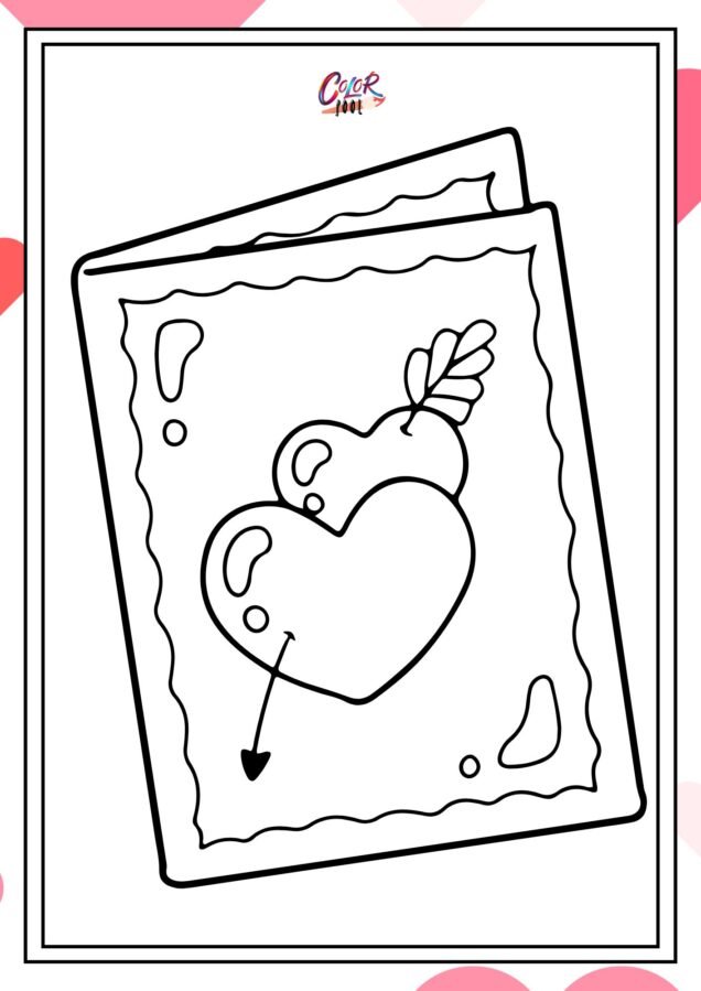 Valentines colors heart themed coloring sheet