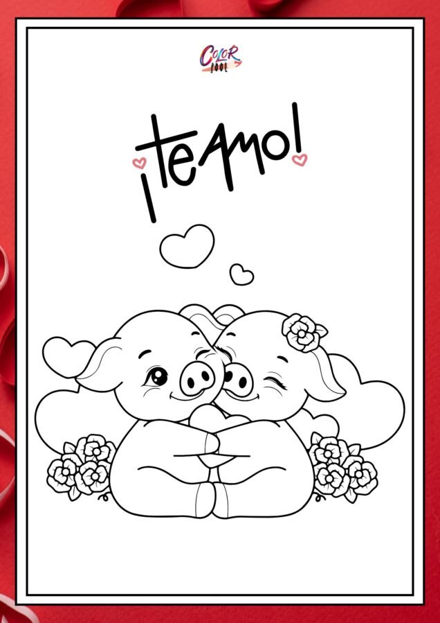 animal valentine coloring pages