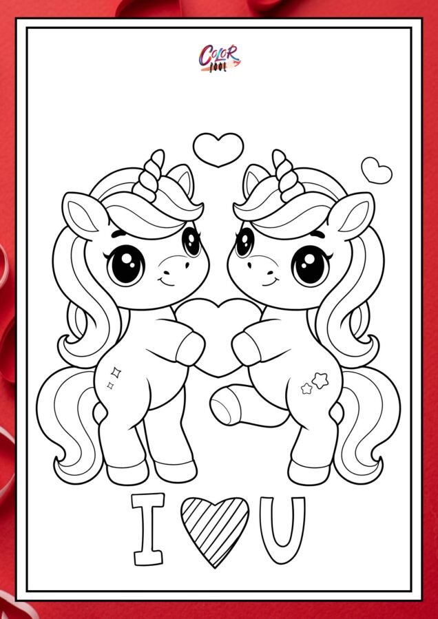 unicorn valentines coloring pages