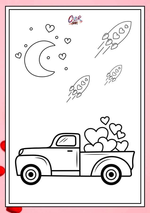 I love you coloring pages with cute designs