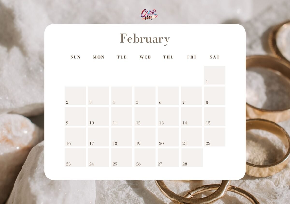 Modern and stylish calendar February with bold typography.