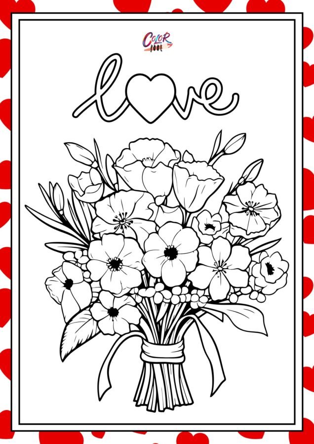 flower bouquet coloring pages for kids