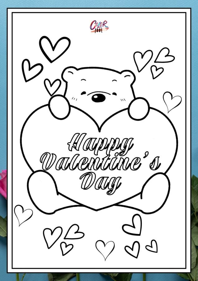 Coloring Valentine pages free printable for kids