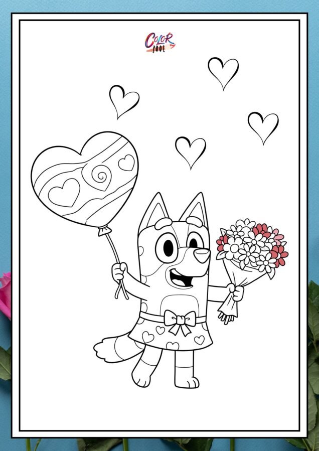 bluey valentine's day coloring pages