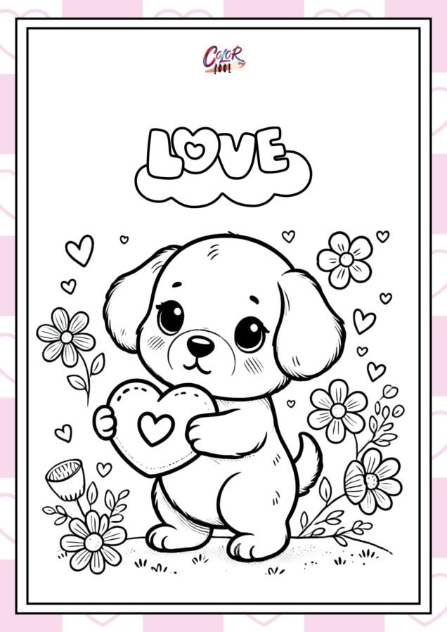 cute dog valentines day coloring pages for toddlers