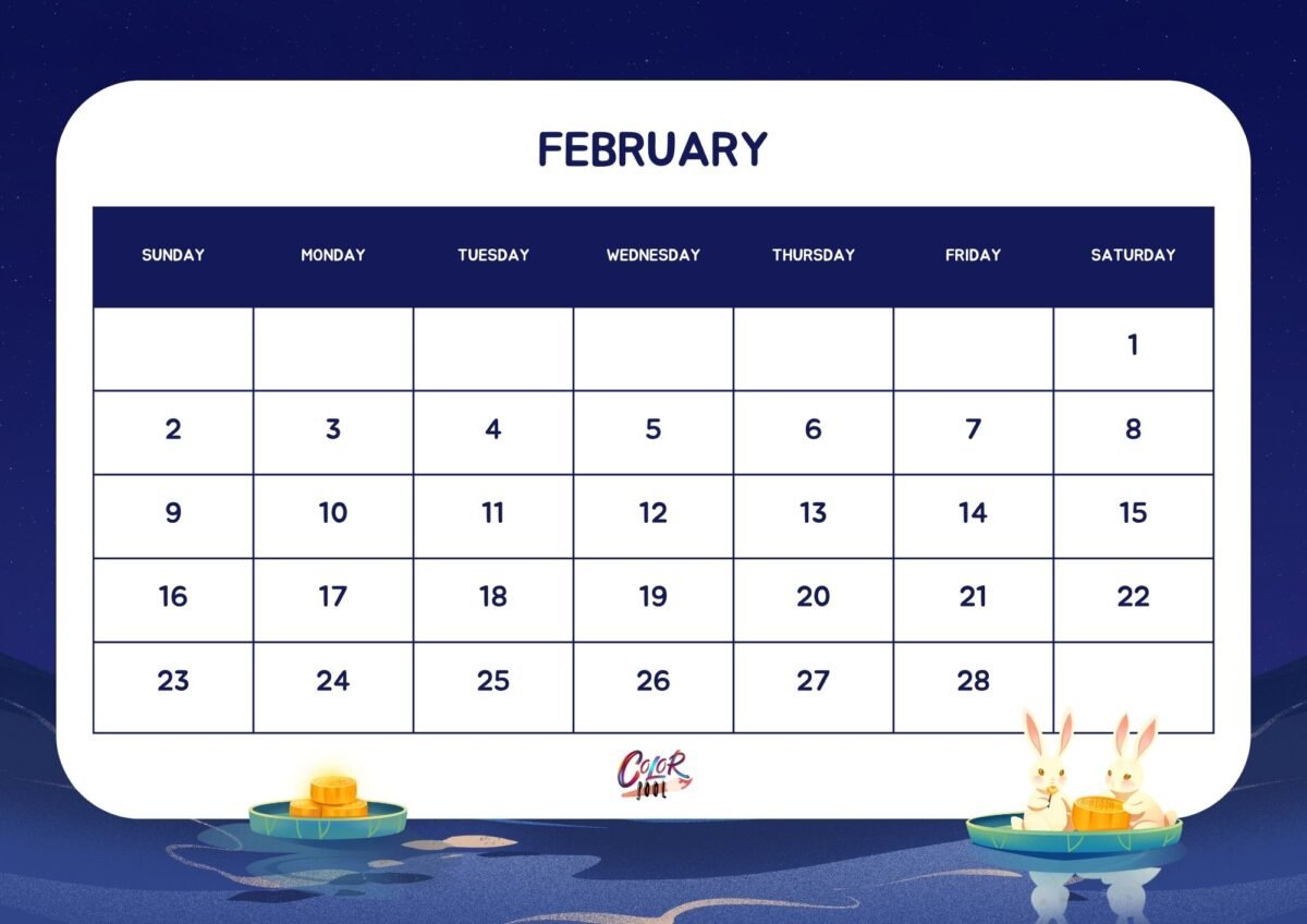 Creative Februare 2025 claendar with a fun design.