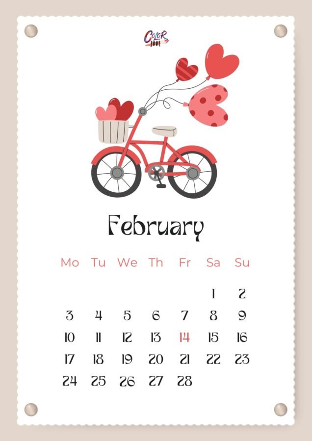 Editable 2025 calendar February with extra space for notes.