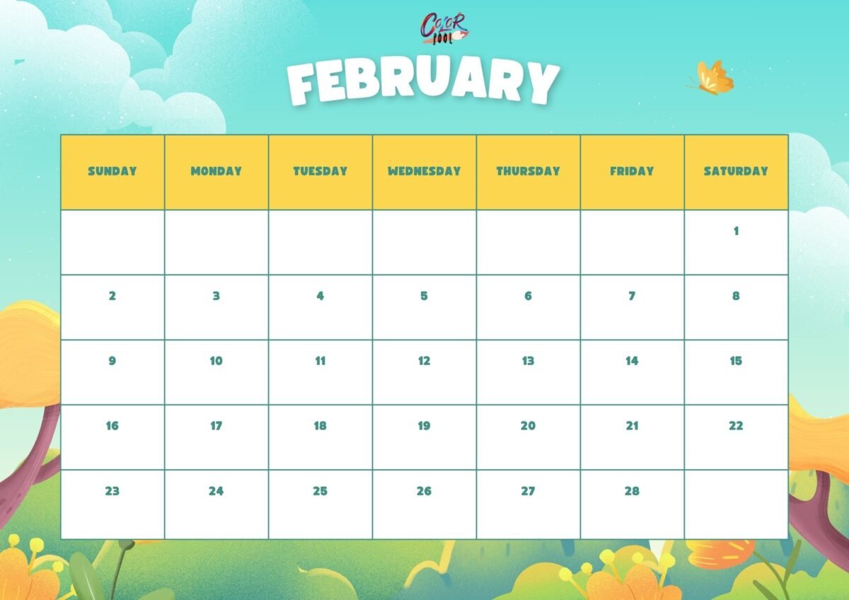 A structured 2025 school holidays planner with February dates.