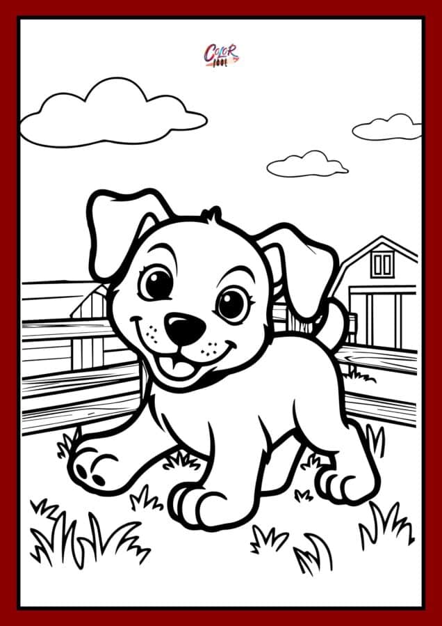 Dog color pages printables for kids