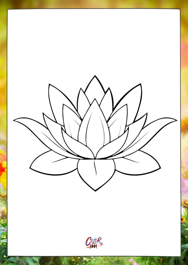 Minimalist lotus outline for printable use