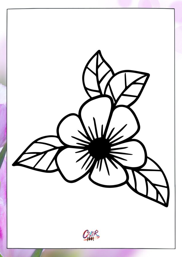flower coloring pages with small leaves