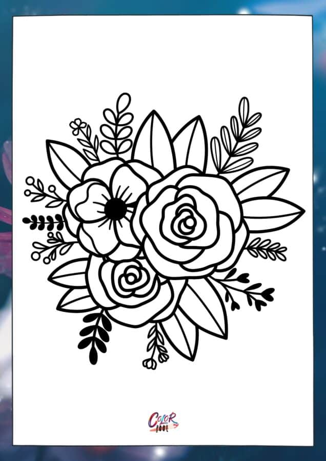 Coloring flower pages for adults
