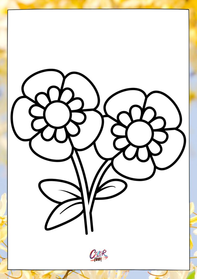 Happy face inside a daisy coloring sheet