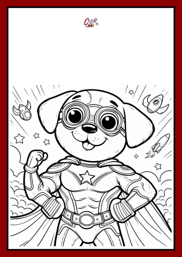 Dog in a superhero costume