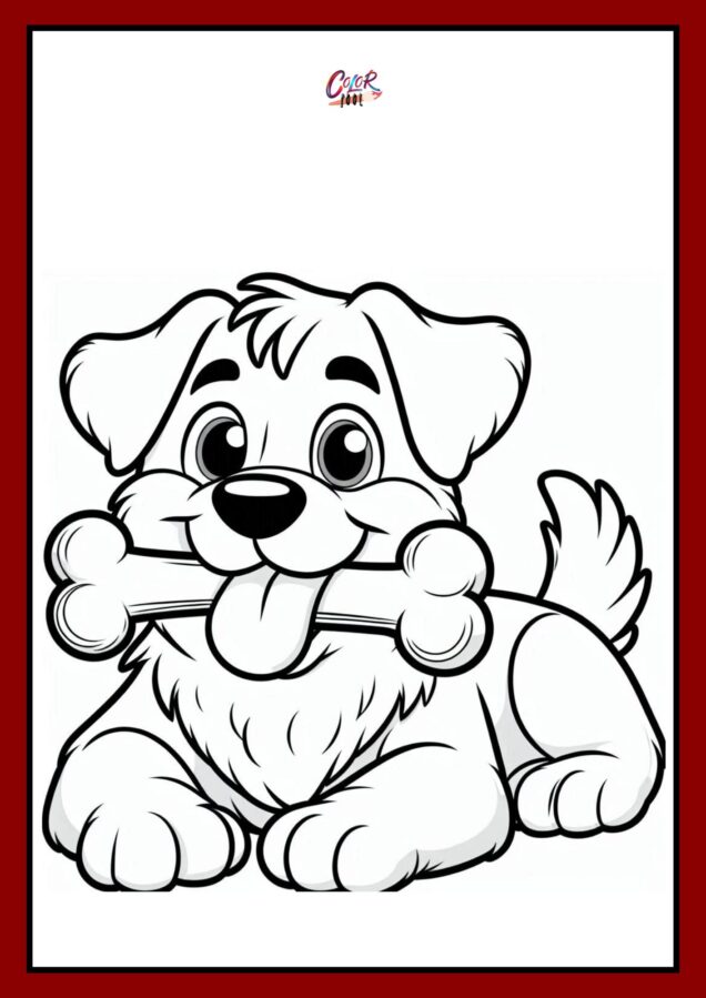 Easy Drawing of Dog with a bone in its mouth