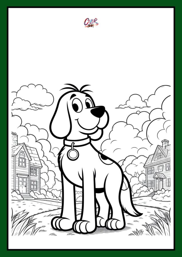 clifford the big red dog coloring pages wearing cute collar