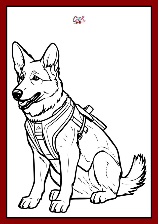 german shepherd dog coloring pages easy drawing for kids