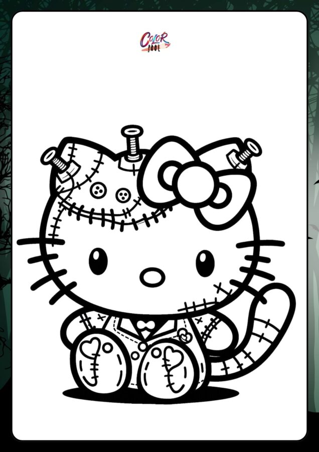 Halloween coloring pages hello kitty	for classroom activities