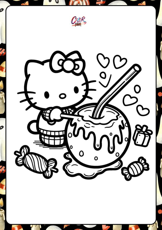 Free hello kitty halloween coloring pages with stickers and crafts