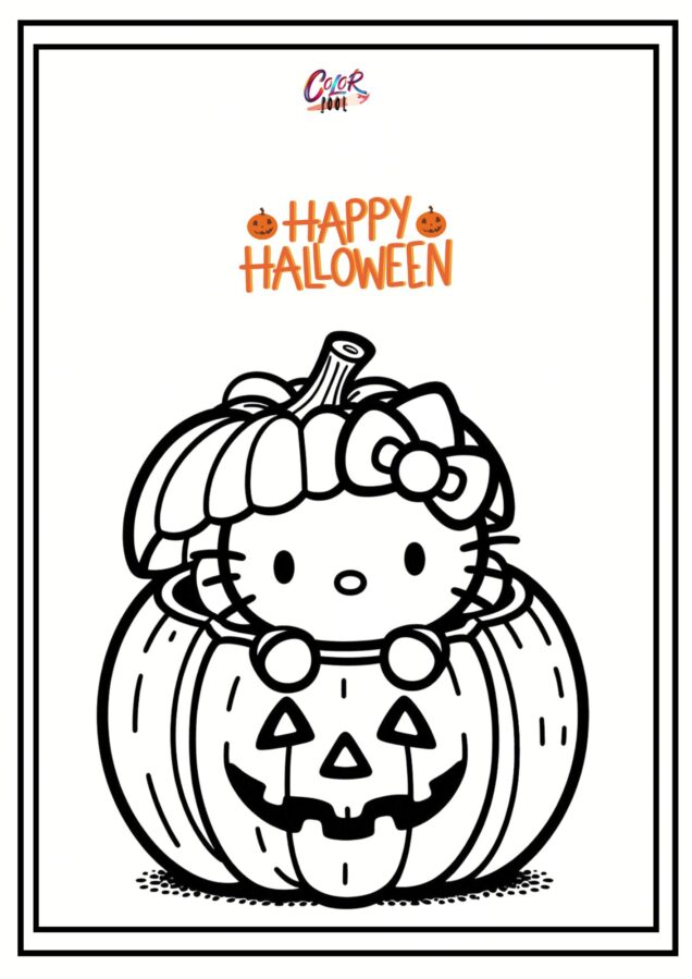 Halloween hello kitty coloring pages	for toddlers and preschool