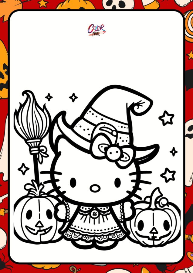 Hello kitty coloring pages halloween	for spooky fun
