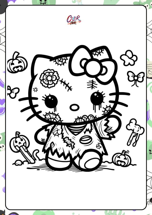 Hello kitty halloween coloring pages	PDF free download