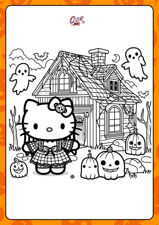 Coloring pages halloween hello kitty	to color and decorate