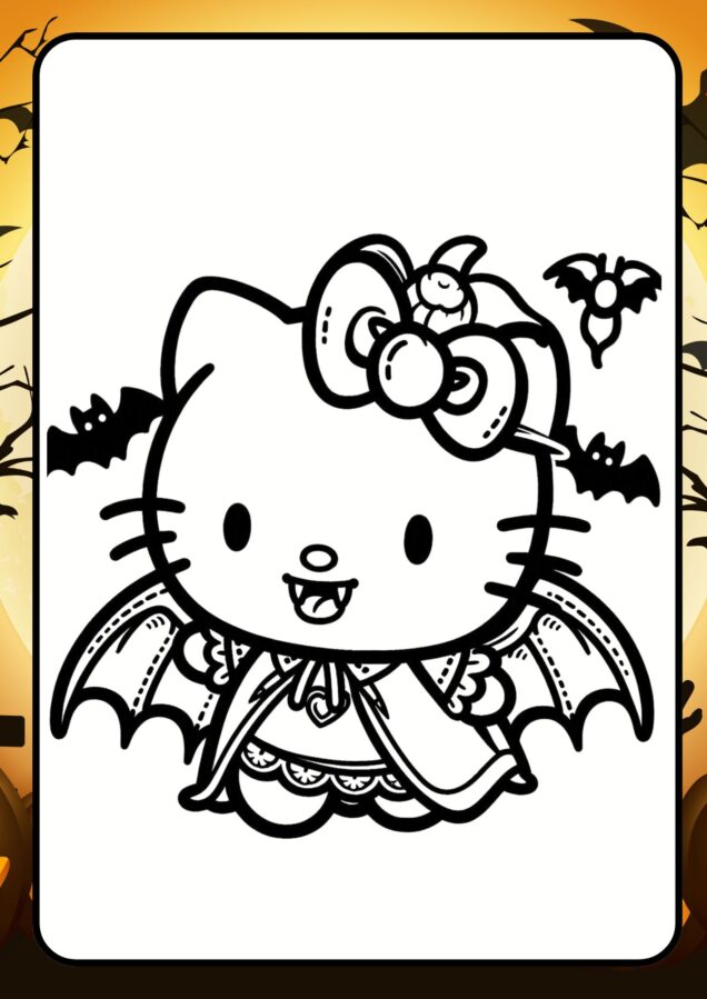 Cute hello kitty halloween coloring pages for scrapbook projects
