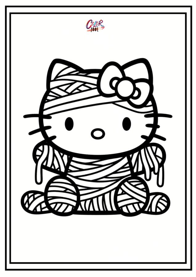 Printable hello kitty halloween coloring pages for Sunday craft time